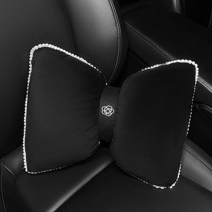 Black Bowknot Neck Pillow Plush Bow Tie Soft Plush Car Headrest Waist Support