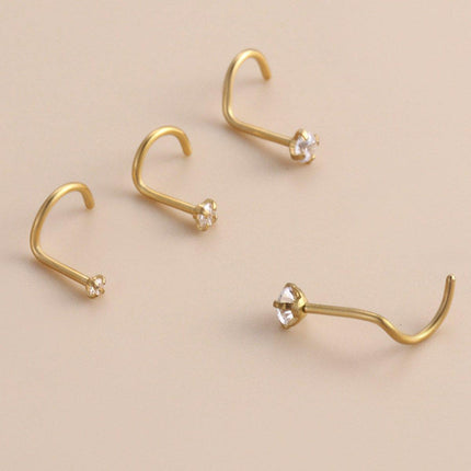 Stainless Steel Nosepiece with Gold Nose Stud Stylish Piercing Jewellery Women