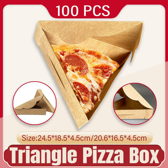 100pcs Triangle Pizza Boxes Packing Slice Pizza Storage Box for Takeaway