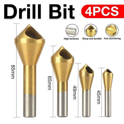 4Pcs Chamfer Deburring Crosshole Metal Tool Countersink Cutting Ti Drill Bit Set - Aimall