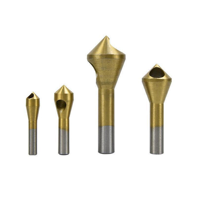 4Pcs Chamfer Deburring Crosshole Metal Tool Countersink Cutting Ti Drill Bit Set - Aimall