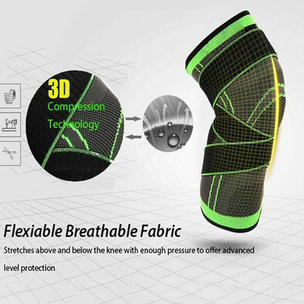 3D Weaving Knee Brace Breathable Sleeve Support Running Jogging Joint Pain Leg Green - Aimall