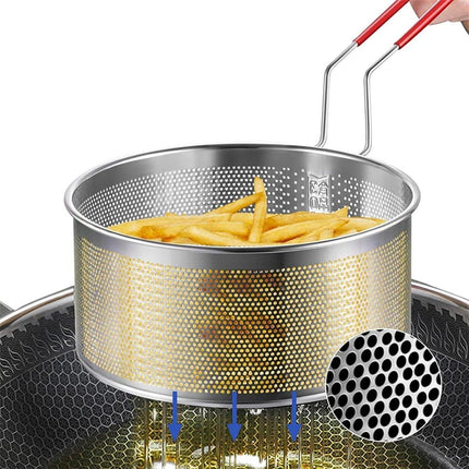 18cm Stainless Steel Frying Basket Oil Drain Basket Deep Frying Net for Cooking