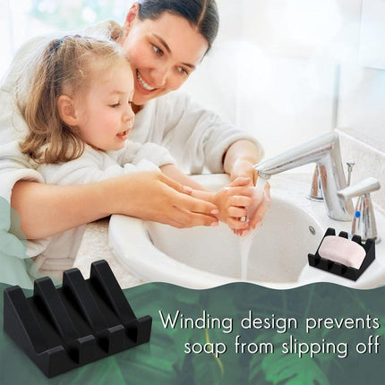 2PCS Silicone Soap Dish Holder Set Non-Slip Draining Soap Box Washable Pad Tray