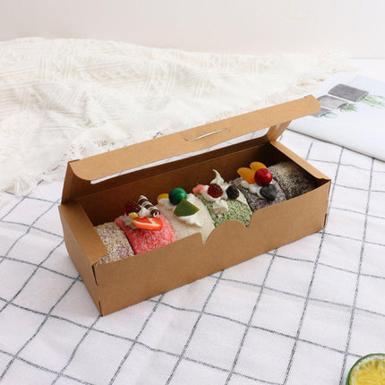 50PCS Kraft Paper Macaron Box Transparent Window Cookie Candy Packaging