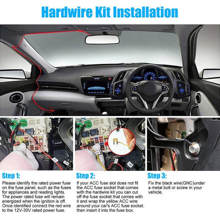 Retractable Dashcam Power Cord Video Streaming Media 24-Hour Car Parking Monitor