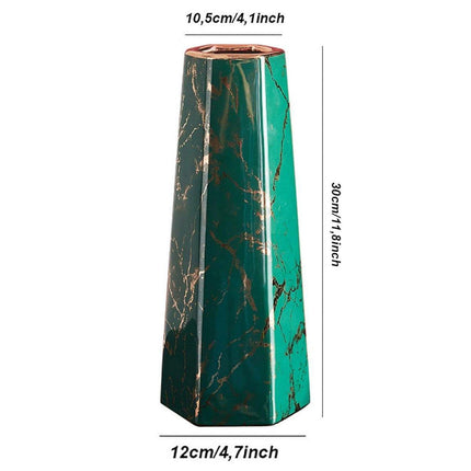 Marbled Ceramic Vase Simple Home Living Room Decor Flower Arrangement Piece