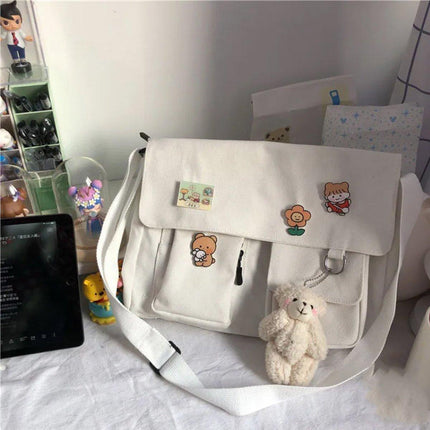 Cute Girl Crossbody Canvas Bag Womens Shoulder Bag Messenger Handbag Casual Tote