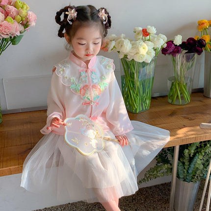 Girls Autumn Hanfu Dress Traditional Chinese Style Skirt Outfit for Daily Wear