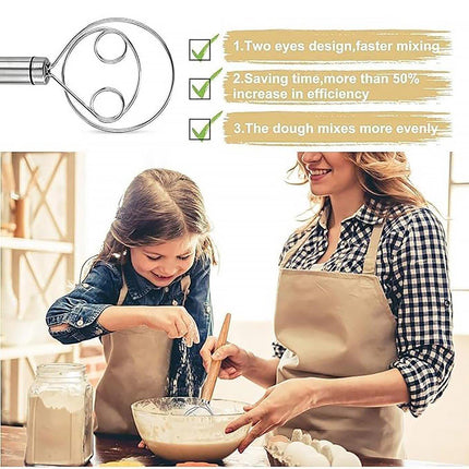 Stainless Steel Double Eye Coil Flour Mixer Household Baking Tool Egg Beate