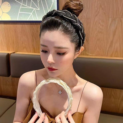 Women Hairband Twist Organza Knot Cross Tie Wide Headwear Hair Band Hoop Shiny - Aimall
