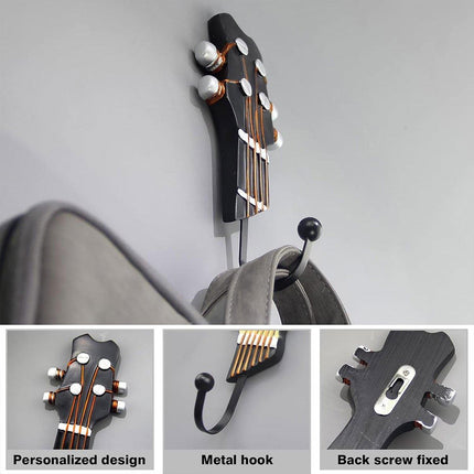 3pcs Guitar Theme Decorative Hooks Wall Mounted Hooks for Home and Office Use