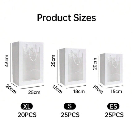 25x Thick Gift Bags with Transparent Window for Valentines Day Bouquets and Gift