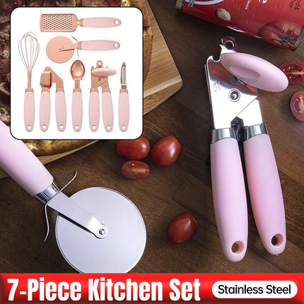 7 Piece Stainless Steel Copper Plated Kitchen Tool Set Peeler Can Opener Slicer