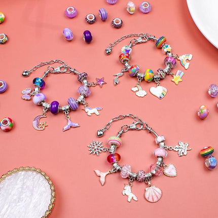 Beads Jewellery Charms Pendant Set DIY Craft Girls Kids Gift Bracelet Making Kit - Aimall