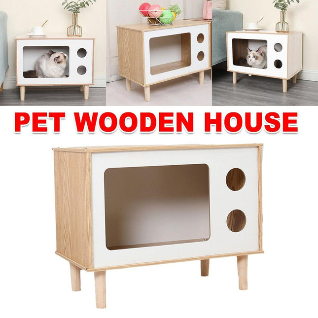 Wooden Pet House Modern Cat Dog Bed Furniture with Ventilation and Stability