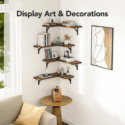 4pcs Wooden Wall Corner Shelf Storage Partition Hanging Organizer for Home Decor