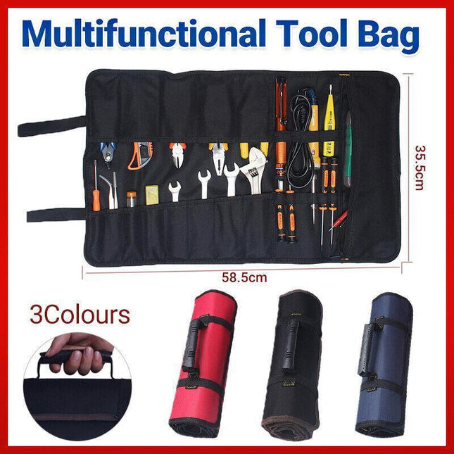 22 Pocket Tool Roll Fold Spanner Canvas Case Wrench Storage Bag Multifunctional - Aimall