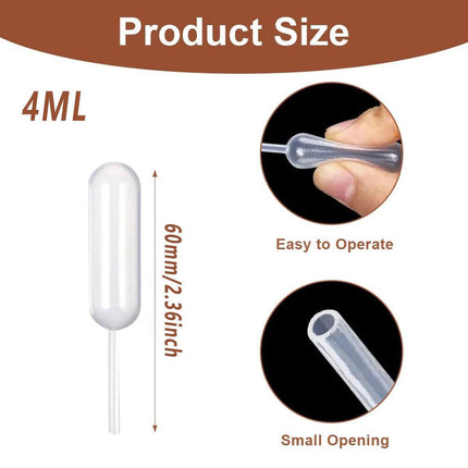 200pcs 4ml Plastic Pipette Dropper Syringe Liquid Measuring Dispensing Tools