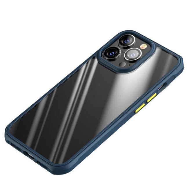 Shockproof Clear Bumper Case For iPhone 13 Pro Max Phone Back Cover Protective Blue - Aimall