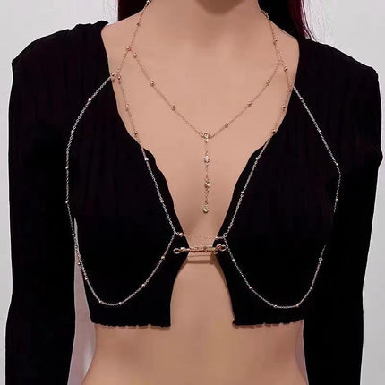 Bikini Beach Body Chain Layered Diamond Chest Harness Belly Waist Jewlery - Aimall