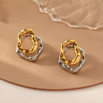 Two Tone Earrings For Women Fashion Studs Colourful Jewelry Accessories Gift