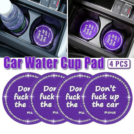 4pcs Purple Car Coasters Round Anti Slip Drink Holder Mats for Vehicle Interior
