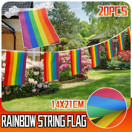 20x 5M Rainbow String Flag Gay Lesbian Pride LGBT Mardi Gras Party Banner Outd - Aimall