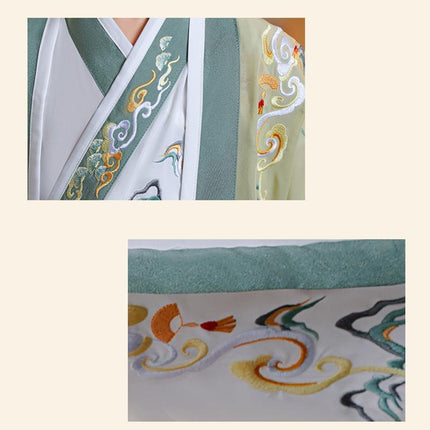Kids Boys Hanfu Suit Top and Pants Embroidered Lace Up Bag Tassel Chinese Style - Aimall