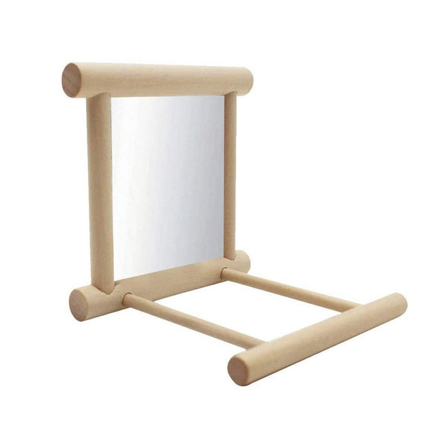 Birds Mirror With Perch Toy Stand Bird Toy for Parrot Parakeets Cockatiels Cage