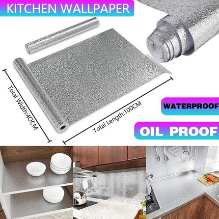 Waterproof Oil Proof Aluminum Foil Sticker Self Adhesive Kitchen Wallpapers AU - Aimall