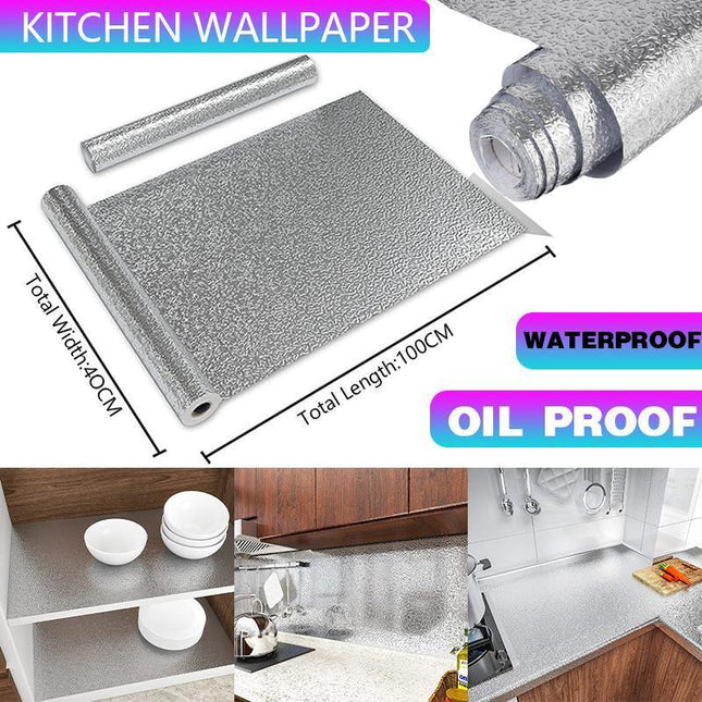 Waterproof Oil Proof Aluminum Foil Sticker Self Adhesive Kitchen Wallpapers AU - Aimall