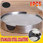 6xStainless Steel Coasters For Drinks With Holder Heat Resistant Cup Mat Pad Set - Aimall