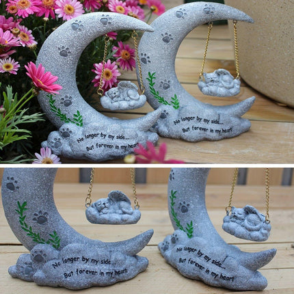 Moon Resin Pet Memorial Tombstone Ornament Garden Decoration for Lost Pets