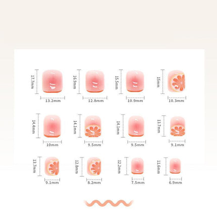 24X Orange Fake Nail Reusable Stick On Nails Press on Full Cover False Nail Tips - Aimall