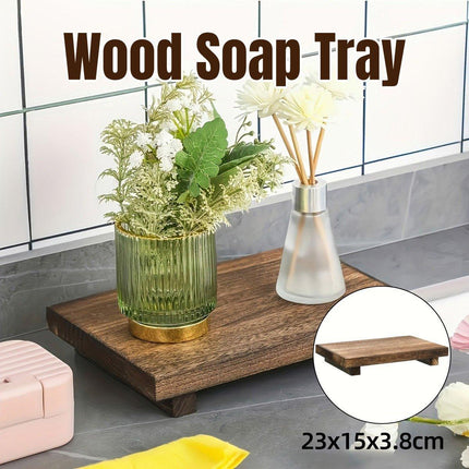 Wooden Soap Dish Storage Shelf Tray Rack Storage Box Case Bathroom Home Decor