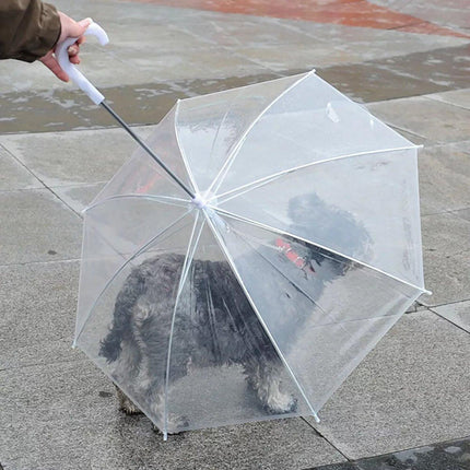 Pet Dog Transparent Umbrella 30 inch Diameter With Dog Leash For Rain Walking Outdoor