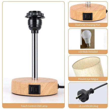 3-Speed Dimmable Bedside Table Lamp Touch Control Modern Nightstand Light