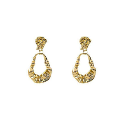 Vintage Ruffled Earrings for Women Retro Irregular Design Fashion Jewelry Gift