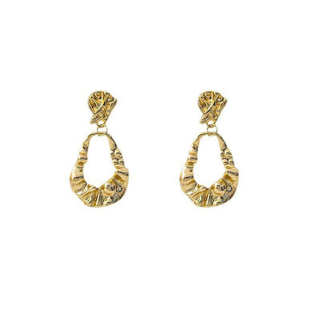 Vintage Ruffled Earrings for Women Retro Irregular Design Fashion Jewelry Gift