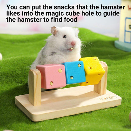 Interactive Hamster Cube Toy Wood Hamster Chew Cube Relieve Boredom Gift