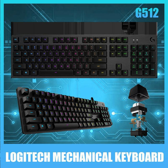 Logitech G512 Mechanical Keyboard, Black,Tea Shaft Universal Shaft Smart Glare - Aimall