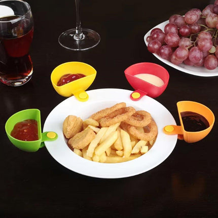 8PCS Plastic Salad Dressing Box Set Double Clip Bowl Snack Container with Spoon