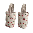 2pcs Cartoon Printed Canvas Bag Cute Casual Handbag Cup Holder Tote Bag Set