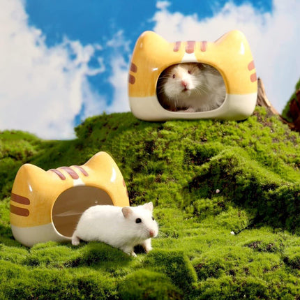 Hamster Porcelain Nest Escape House Tiger Head Bowl Claw Water Bottle Set