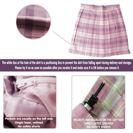 Women Girls School Pleated Skirt Summer High Waist Tartan Short Skirt AU Stock - Aimall