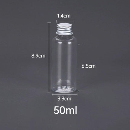 50/100pcs Clear Plastic Bottles with Aluminum Caps Liquid Dispenser Containers