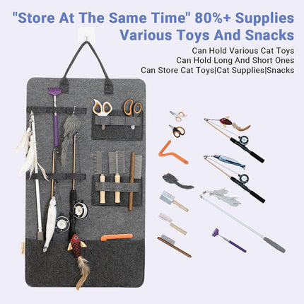 Large Capacity Cat Stick Cat Toy Storage Bag Hanging Felt Pet Supplies Organizer