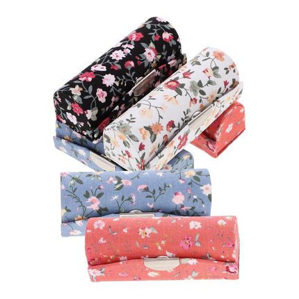 8PCS Set Vintage Flower Cloth Lipstick Box Mirror Packaging Portable Gift Case