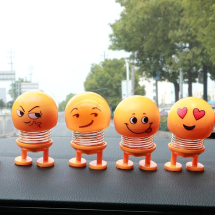 Emoji Car Expression Decoration Shaking Head Auto Cartoon Ornament Spring Swing - Aimall